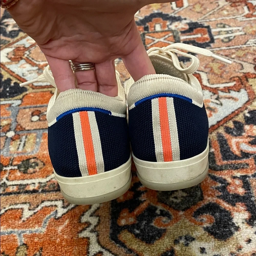 Rothy’s Lace Up Sneaker Cream and Navy | Women’s Size 8 - Picture 3 of 9